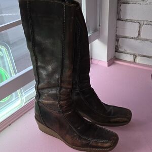 Brown Leather Knee-High Boots